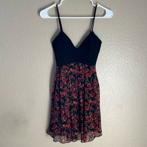Black and red floral dress